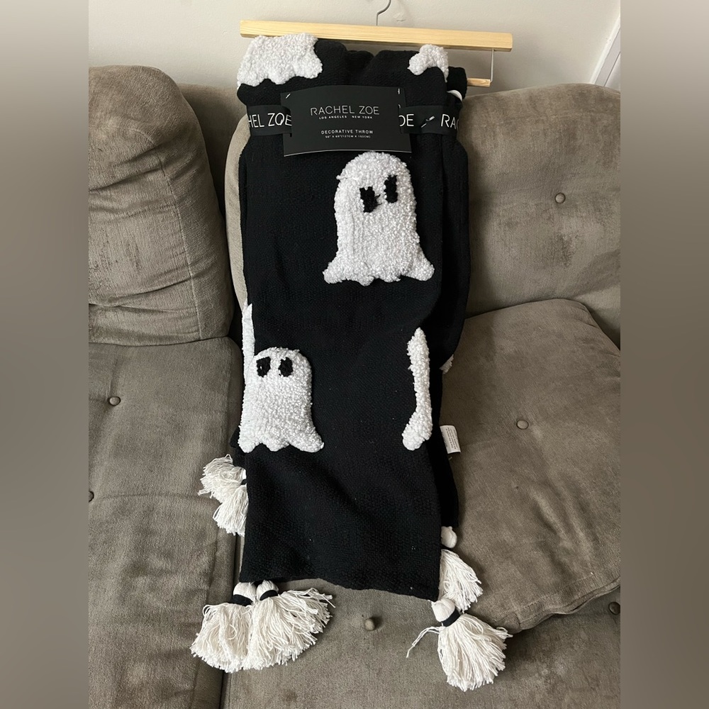 Rachel Zoe Throw Blanket GHOST 50 x 60 Black and White NWT